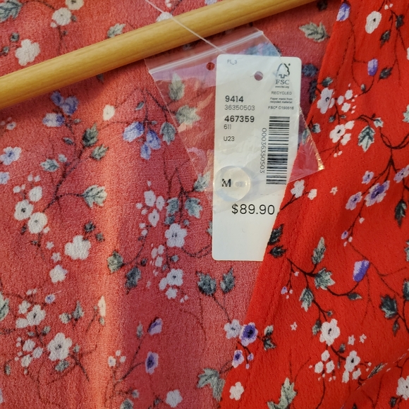 Red floral midi maxi wrap dress - Picture 2 of 5